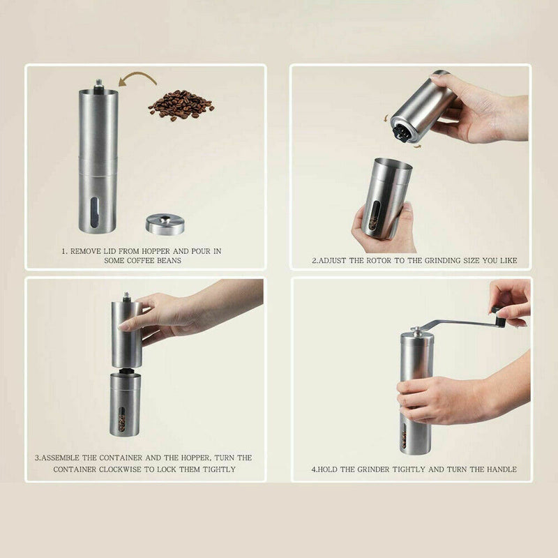 Hand Crank Coffee Beans Mill  Stainless Steel