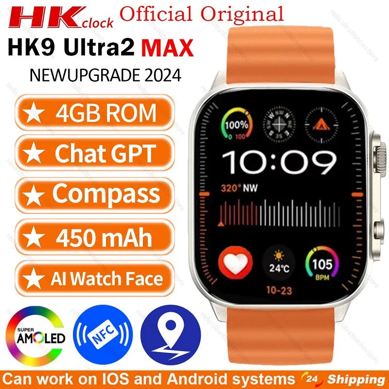 Smartwatch 2024 New HK9 Ultra 2 Max 49mm HD AMOLED 4G ROM