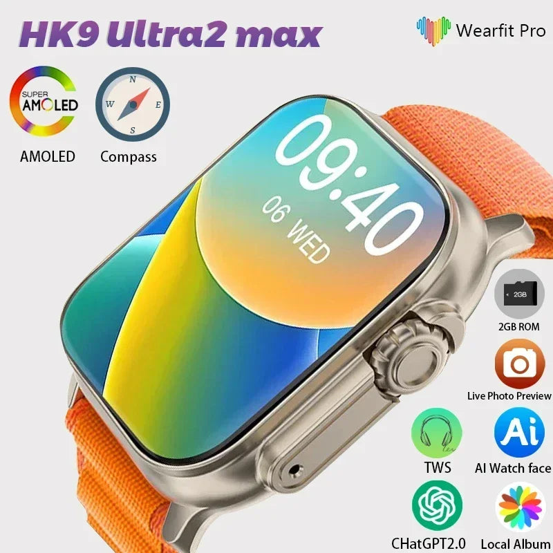 HK9 Ultra 2 Max GRN4 AMOLED Smart Watch 2GB ROM NFC